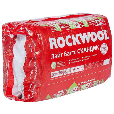 Утеплитель Лайт Баттс скандик Rockwool (800*600*100) 6п/0,288м3/2,88м2 (36 уп/п) фото Центр Металлокровли
