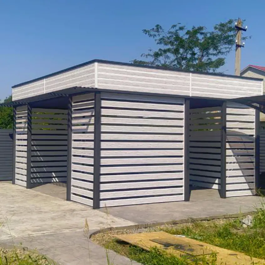 Фото 1 беседка-пергола из металлопланкена Беленый Дуб Printech Корея